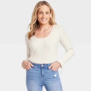 Knox Rose Women's Slim Fit Long Sleeve Ribbed T-Shirt Size M